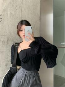 Outlet Sling knitted tops short Korean style cardigan 2pcs set