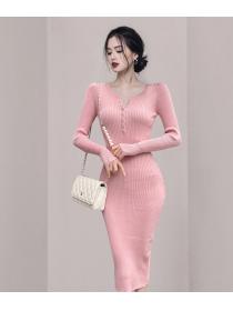 Outlet Long sexy dress autumn and winter bottoming sweater