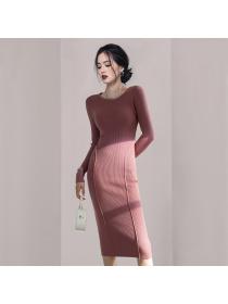 Outlet France style autumn and winter sweater knitted dress