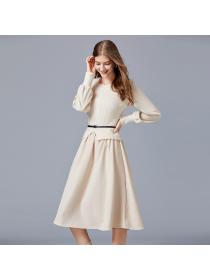 Outlet Pseudo-two square collar dress for women
