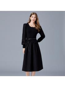 Outlet Pseudo-two square collar dress for women