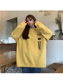 Outlet Korean style loose coat autumn long hoodie for women