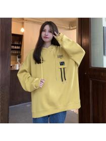 Outlet Korean style loose coat autumn long hoodie for women