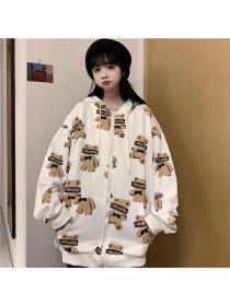 Outlet All-match Korean style autumn hoodie hooded loose coat