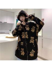 Outlet All-match Korean style autumn hoodie hooded loose coat