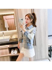 Outlet Fashion package hip coat denim Western style short skirt 3pcs set