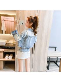 Outlet Fashion package hip coat denim Western style short skirt 3pcs set