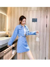 Outlet Autumn lapel coat package hip Western style skirt 2pcs set