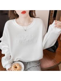Outlet Loose Korean style tops thin printing hoodie for women