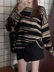 Outlet Pullover autumn tops stripe lazy sweater for women