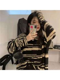 Outlet Pullover autumn tops stripe lazy sweater for women