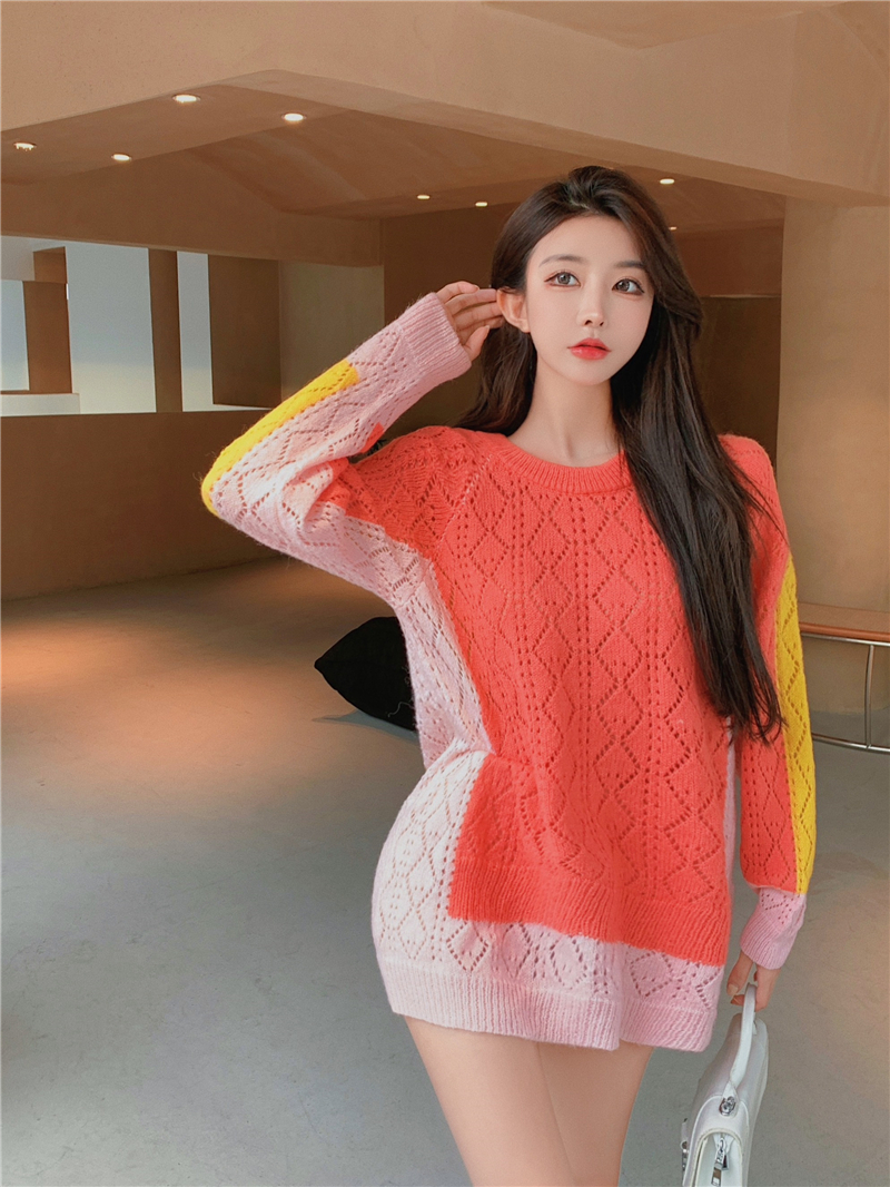 Outlet Crochet minority hollow loose Korean style candy sweater