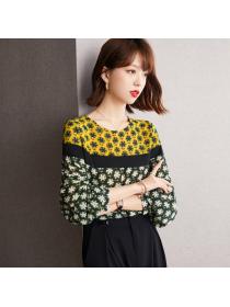 Outlet France style daisy minority chiffon shirt autumn floral tops