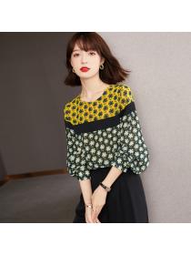 Outlet France style daisy minority chiffon shirt autumn floral tops
