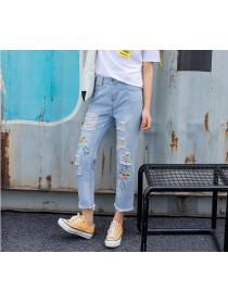 On Sale Embroidered flowers jeans nine pants for women