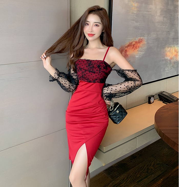 Outlet Sexy lace formal dress package hip dress for women