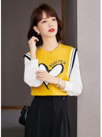 Outlet Pseudo-two loose autumn hoodie splice fashion shirt