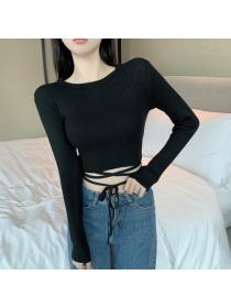 Outlet Sexy autumn bottoming shirt navel T-shirt