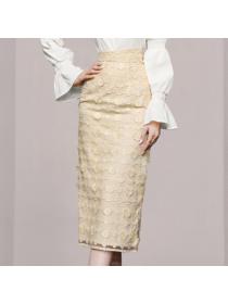 Outlet Temperament sequins tops puff sleeve short skirt a set