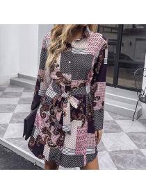 Outlet Long sleeve pinched waist autumn dress for women