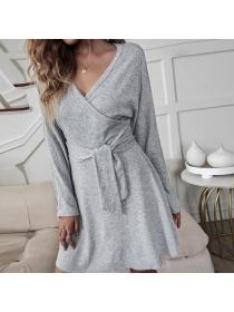 Outlet Long sleeve loose pinched waist Casual autumn dress for women