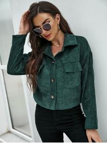 Outlet Dark-green coat autumn cardigan for women