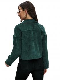 Outlet Dark-green coat autumn cardigan for women