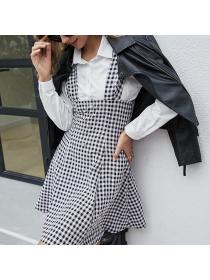 Outlet European style autumn pinched waist dress for women