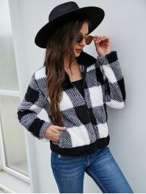 Outlet Zip European style black-white autumn coat for women