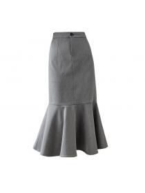 New Arrival High Waist Winter Fashion Falbala Long Skirt 