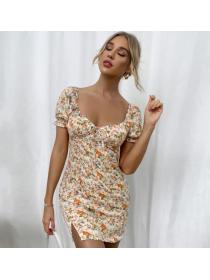 Outet Hot Style Floral Sexy Summer Fashion Short-sleeved Dress
