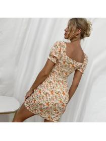 Outet Hot Style Floral Sexy Summer Fashion Short-sleeved Dress 