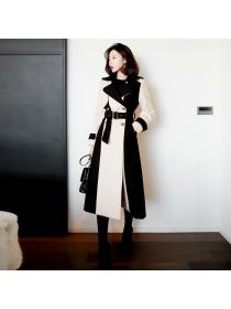 Outlet Exceed knee long autumn and winter woolen coat for women