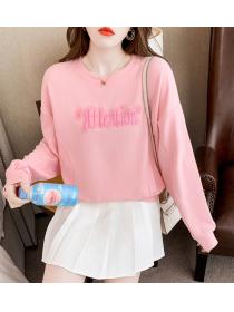 Outlet Autumn pink spring hat not round neck hoodie for women