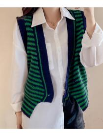 Outlet Irregular hem knitted split coat V-neck two buckle waistcoat