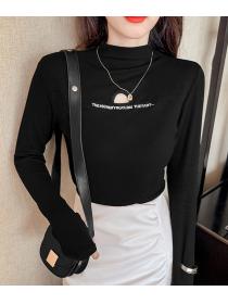 Outlet Autumn cotton tops screw thread minority T-shirt for women