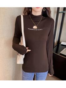 Outlet Autumn cotton tops screw thread minority T-shirt for women