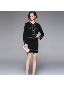 Outlet Fashion and elegant fat short skirt 2pcs set for women