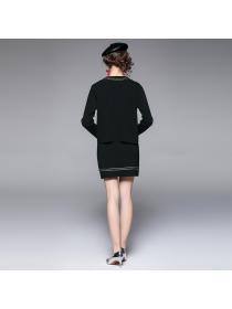 Outlet Fashion and elegant fat short skirt 2pcs set for women