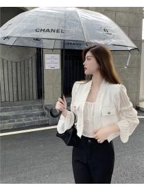 Outlet Loose white coat autumn weave waistcoat 2pcs set