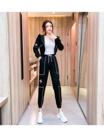Outlet Sports autumn mixed colors long pants Casual hooded tops a set