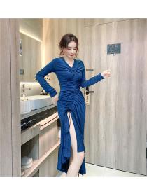 Outlet Asymmetry fashion dress liangsi split long dress