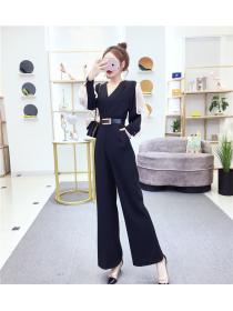 Outlet Pinched waist splice jumpsuit autumn and winter long pants