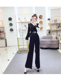 Outlet Pinched waist splice jumpsuit autumn and winter long pants