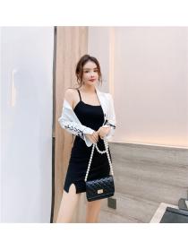 Outlet Tight knitted sling dress Western style autumn coat a set