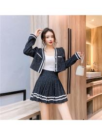 Outlet Mixed colors coat single-breasted short skirt 3pcs set