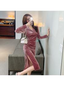 Outlet Slim autumn and winter formal dress long sleeve dress