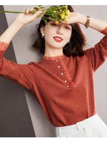 Stand Collars Lace Matching Fashion Blouse 