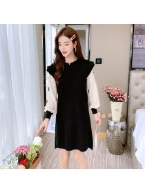 Outlet Knitted slim sweater long bottoming dress for women