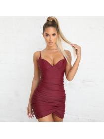Outlet hot style Low-cut Sexy Pleated Dress With chest pad